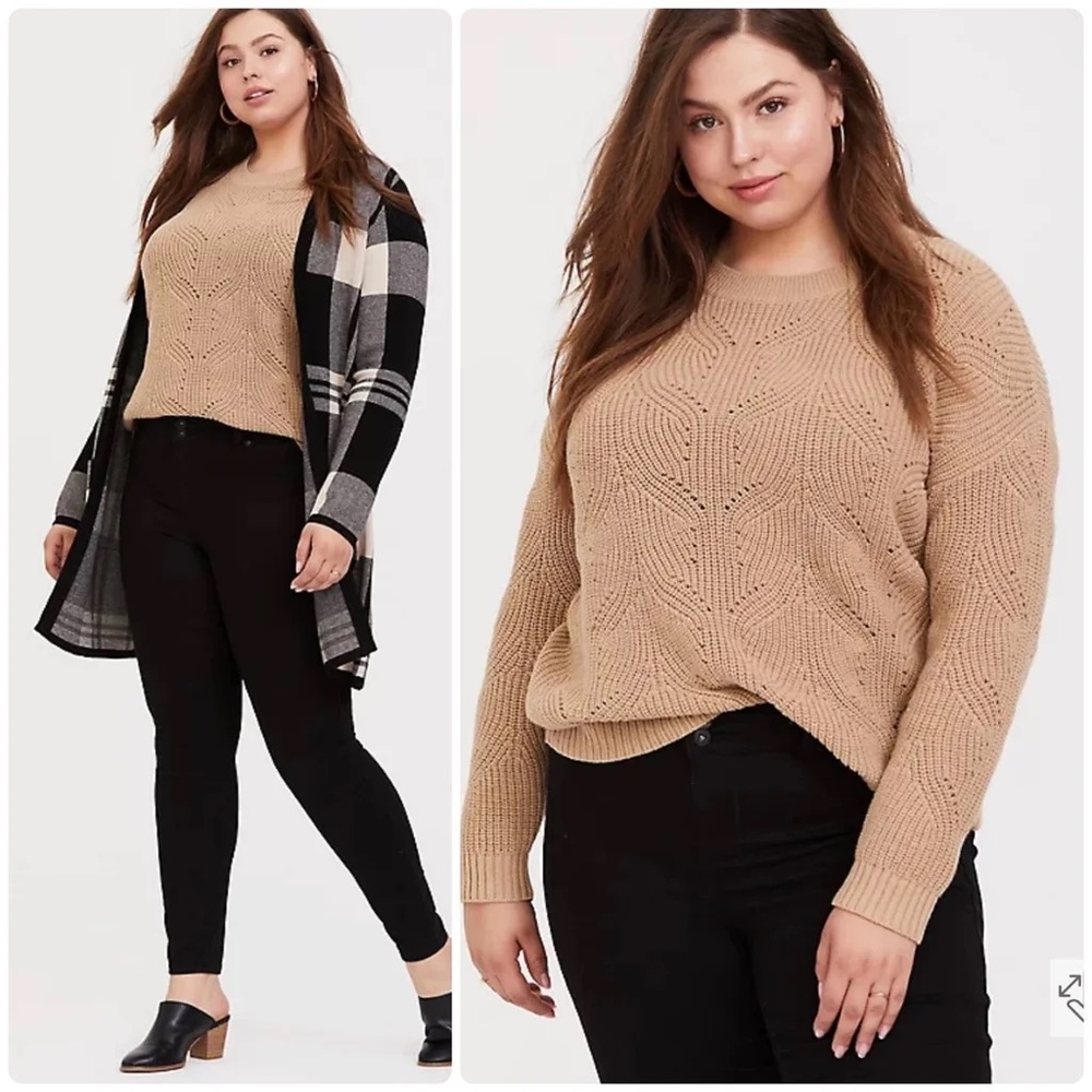 Torrid Tan Pointelle Pullover Sweater